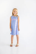 Load image into Gallery viewer, Luanne's Lunch Dress - Park City Periwinkle w/ White and Hamptons Hot Pink Buttons - Heavy Knit
