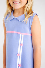 Load image into Gallery viewer, Luanne's Lunch Dress - Park City Periwinkle w/ White and Hamptons Hot Pink Buttons - Heavy Knit
