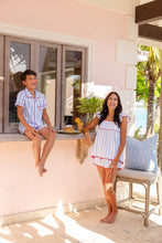 Load image into Gallery viewer, Lock's Little Man Set - Caicos Cabana Stripe (Beale Blue w/ Red) - Short Sleeve
