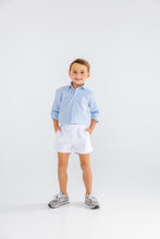 Load image into Gallery viewer, Dean's List Dress Shirt - Barrington Blue Tally Ticking Stripe
