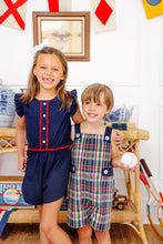 Load image into Gallery viewer, Marion Rose Romper - Nantucket Navy w/ Richmond Red - Broadcloth
