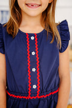 Load image into Gallery viewer, Marion Rose Romper - Nantucket Navy w/ Richmond Red - Broadcloth
