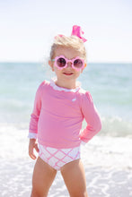 Load image into Gallery viewer, Winnie&#39;s Wave Spotter Swim Shirt - Hamptons Hot Pink w/ Worth Ave White - UPF
