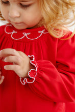 Load image into Gallery viewer, Bridget Romper - Richmond Red w/ White Smocking - Long Sleeve
