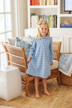 Load image into Gallery viewer, Sadie Sweatshirt Dress - Bon Ton Bows - Barrington Blue w/ Palmetto Pearl
