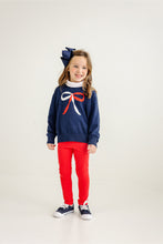 Load image into Gallery viewer, Isabelle&#39;s Intarsia Sweater - Nantucket Navy w/ Bow Intarsia
