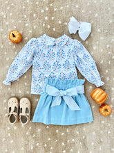 Load image into Gallery viewer, Beasley Bow Skirt - Barrington Blue w/ Blue Mini Windowpane - Velveteen
