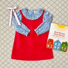 Load image into Gallery viewer, Ramona Ruffle Collar Shirt - Barrington Blue Midway Microfloral w/ Palmetto Pearl - Long Sleeve
