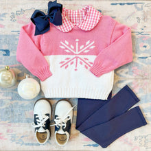 Load image into Gallery viewer, Isabelle&#39;s Intarsia Sweater - Hamptons Hot Pink &amp; Worth Ave White - Snowflake
