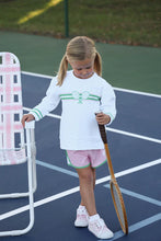 Load image into Gallery viewer, Cassidy Comfy Crewneck - Worth Ave White w/ Tennis Rackets - Puff Sleeve
