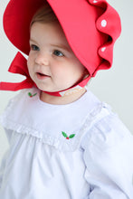 Load image into Gallery viewer, Bea Louise Bubble - White with Red &amp; Holly Embroidery - Long Sleeve - Broadcloth

