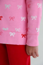 Load image into Gallery viewer, Cassidy Crewneck - Bitty Bows w/ Hamptons Hot Pink - French Terry
