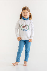 Cassidy Comfy Crewneck - Grantley Gray (Heathered) w/ Horse