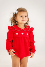 Load image into Gallery viewer, Biltmore Bubble - Richmond Red w/ Hearts Embroidery - Long Sleeve

