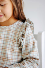 Load image into Gallery viewer, Ruehling Ruffle Dress - Henry Clay Houndstooth (Edisto Egg Blue) - Long Sleeve - Woven
