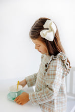 Load image into Gallery viewer, Ruehling Ruffle Dress - Henry Clay Houndstooth (Edisto Egg Blue) - Long Sleeve - Woven
