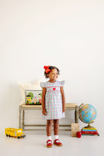 Load image into Gallery viewer, Addie Angel Sleeve Dress - Kindness Wins Windowpane w/ Richmond Red
