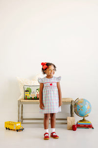 Addie Angel Sleeve Dress - Kindness Wins Windowpane w/ Richmond Red