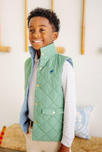 Load image into Gallery viewer, Vaughn Vest - Gallatin Green w/ Barnsley Blue Mini Gingham
