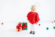 Load image into Gallery viewer, Bridget Bubble - Richmond Red w/ White Bow Smocking - L/S

