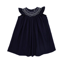 Load image into Gallery viewer, Sandy Smocked Dress - Nantucket Navy w/ Worth Ave White - Angel Sleeve
