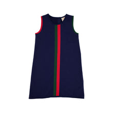 Load image into Gallery viewer, Annie Apron Dress - Nantucket Navy w/ Richmond Red &amp; Grier Green Stripes
