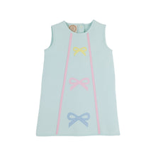Load image into Gallery viewer, Annie Apron Dress - Sea Island Seafoam w/ Palm Beach Pink - Bows Appliqué - Knit
