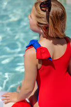 Load image into Gallery viewer, Brookhaven Bow Bathing Suit - Rockefeller Royal w/ Richmond Red
