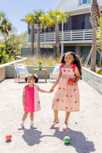 Load image into Gallery viewer, Caroline Colorblock Jumper - Palm Springs Punch &amp; Sandpearl Pink - Flower Appliqué
