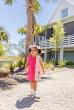 Load image into Gallery viewer, Caroline Colorblock Jumper - Palm Springs Punch &amp; Sandpearl Pink - Flower Appliqué
