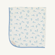 Load image into Gallery viewer, Baby Buggy Blanket - Quack Quack Honk (Palmetto Pearl) w/ Barrington Blue
