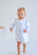 Load image into Gallery viewer, Holly Day Dress - Buckhead Blue Belle Meade Bow w/ White - Long Sleeves
