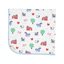 Load image into Gallery viewer, Baby Buggy Blanket - Beaufort Barn Animals w/ Beale Street Blue
