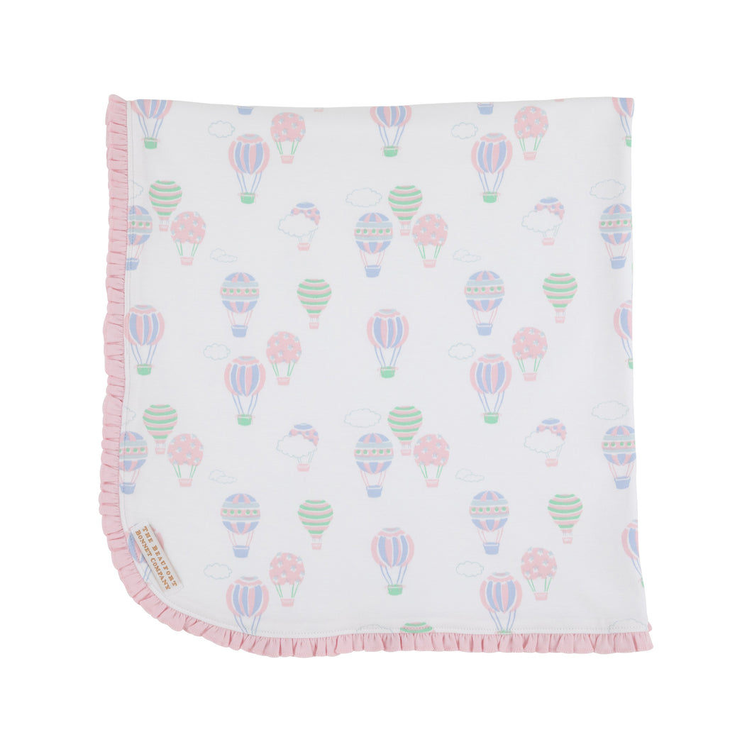 Baby Buggy Blanket - Up Up and Away w/ Palm Beach Pink