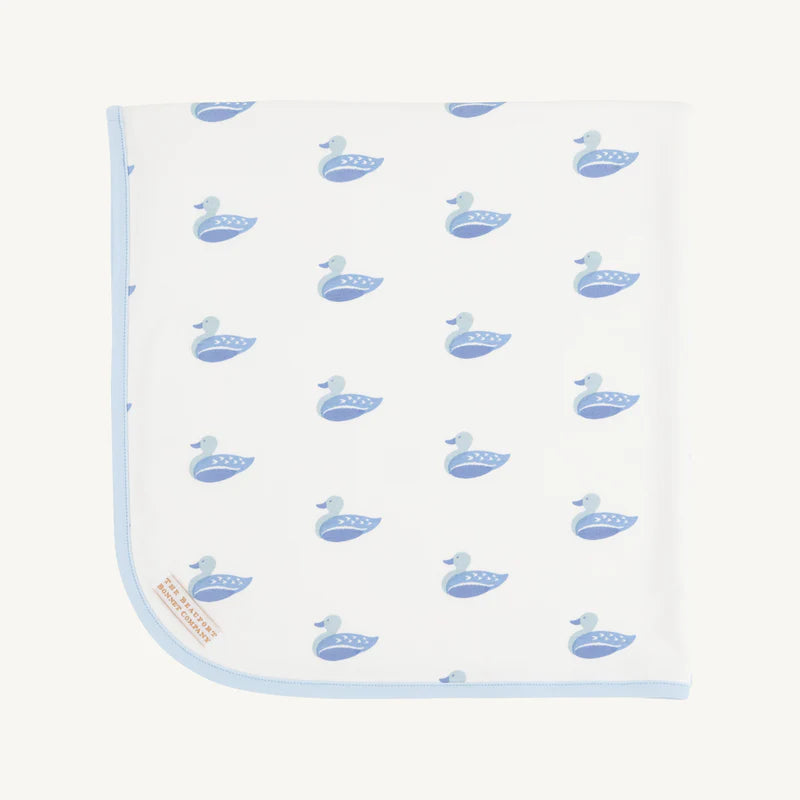Baby Buggy Blanket - Merrimack Quack Quacks w/ Buckhead Blue