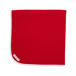 Baby Buggy Blanket - Richmond Red w/ Worth Ave White - Quilted