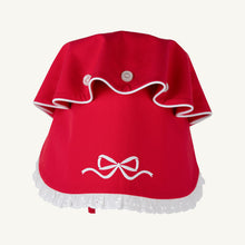 Load image into Gallery viewer, Bellefaire Bonnet - Richmond Red w/ White Bow Embroidery - Broadcloth - Eyelet

