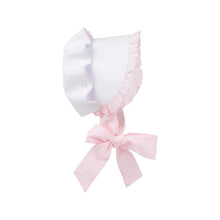 Load image into Gallery viewer, Bellefaire Bonnet - Worth Ave White w/ Palm Beach Pink Eyelet - Broadcloth
