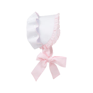 Bellefaire Bonnet - Worth Ave White w/ Palm Beach Pink Eyelet - Broadcloth