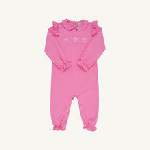 Load image into Gallery viewer, Biltmore Romper - Winter Park Pink w/ Worth Ave White Hearts
