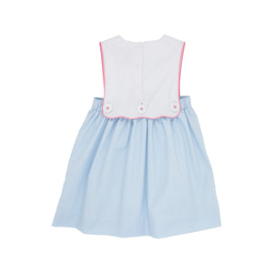 Brady Button-In Dress - Wand Appliqué - White, Buckhead Blue, and Hamptons Hot Pink