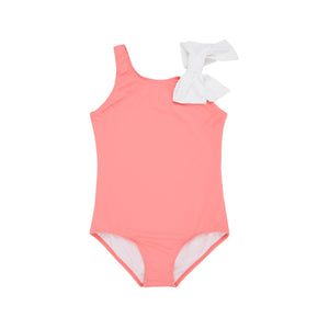 Brookhaven Bow Bathing Suit - Parrot Cay Coral w/ Worth Ave White