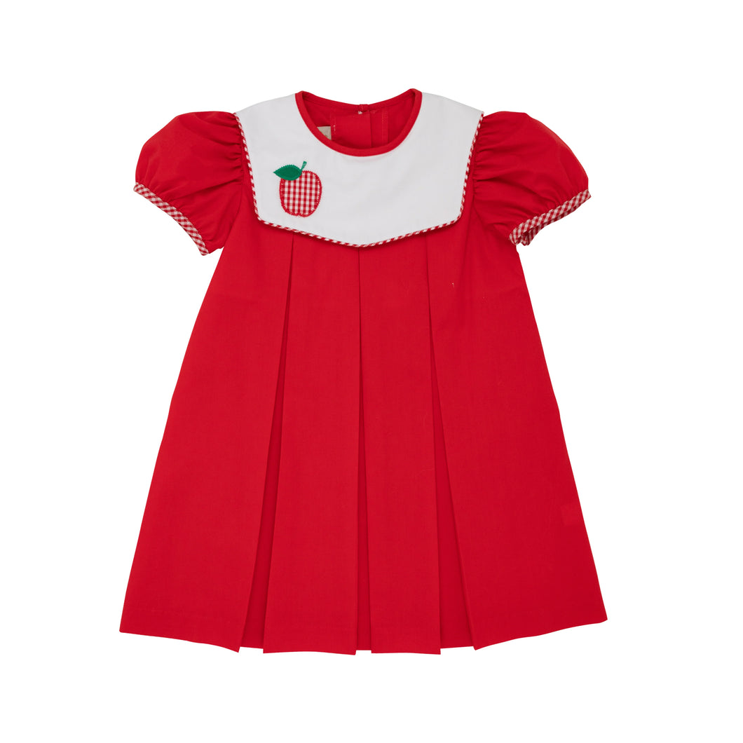 Bunny Phipps Frock - Richmond Red w/ Apple Appliqué