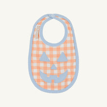 Load image into Gallery viewer, Burp Me Bib - Seashore Sherbet Gingham w/ Beale Street Blue - Jack O Lantern
