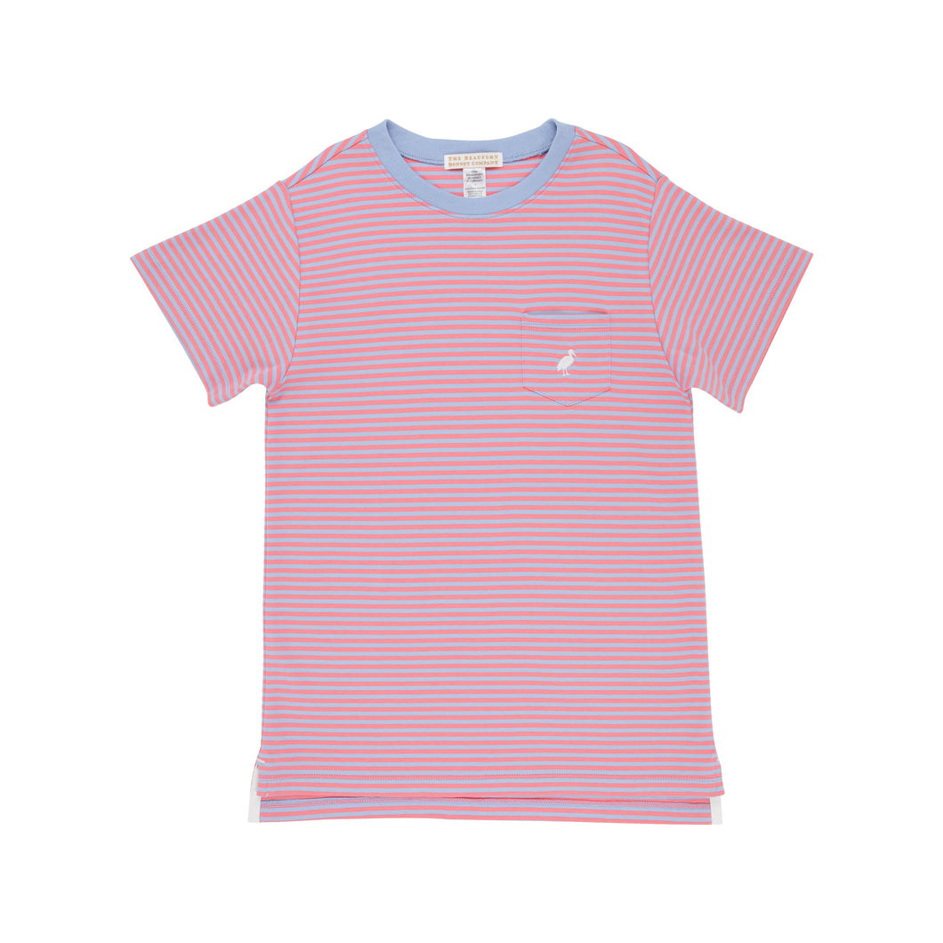 Carter Crewneck - Beale Street Blue & Parrot Cay Coral Stripe