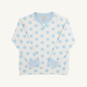 Cassidy Comfy Crewneck - Vintage-Prep Pumpkin Pails - Buckhead Blue