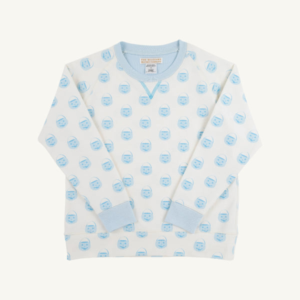 Cassidy Comfy Crewneck - Vintage-Prep Pumpkin Pails - Buckhead Blue