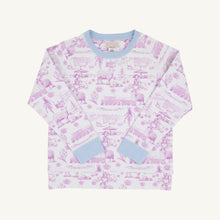 Load image into Gallery viewer, Cassidy Comfy Crewneck - Lavender &amp; Lambs w/ Beale Street Blue
