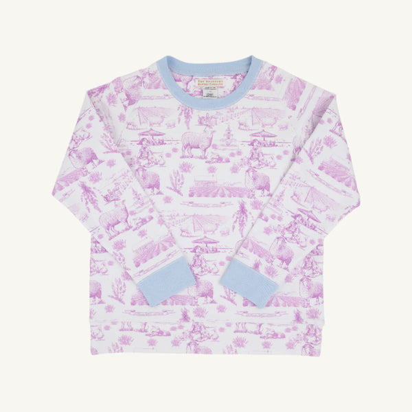 Cassidy Comfy Crewneck - Lavender & Lambs w/ Beale Street Blue