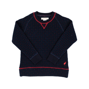 Cassidy Comfy Crewneck - Nantucket Navy w/ Richmond Red - Quilted